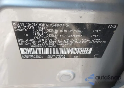 2018 Toyota Rav4 Le from USA, damaged, VIN JTMBFREV6JJ216852